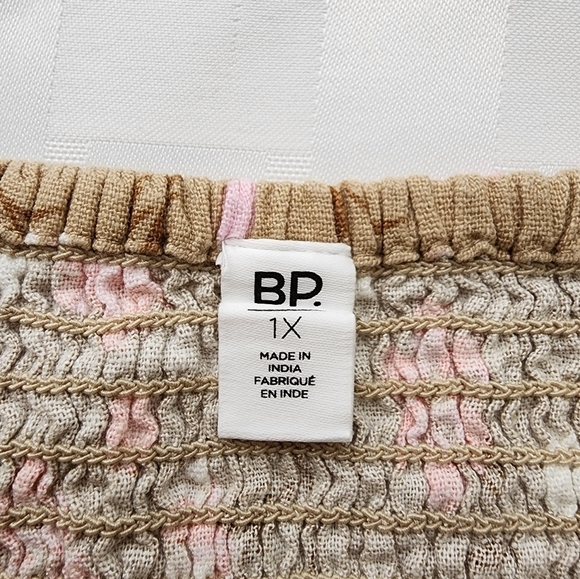 BP Square Neck Pink & Tan Floral Print Crop Women's Tank Size 1X NWT - Picture 3 of 5